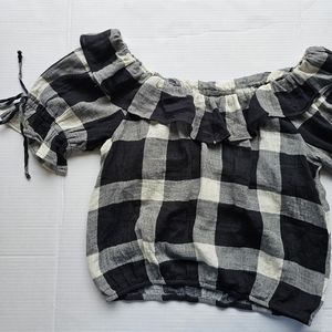 Anthropologie Porridge Clothing Black Gingham Top NWT